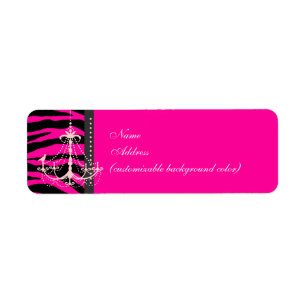Étiquette PixDezines Safari, zèbre rose chaud + lustre
