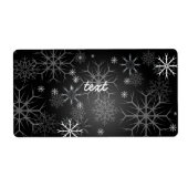 Étiquette PixDezines Snowflakes Blanc + Noir (Devant)