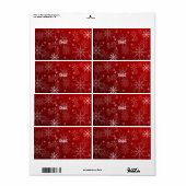 Étiquette PixDezines Snowflakes Blanc + Rouge (Feuille entière)