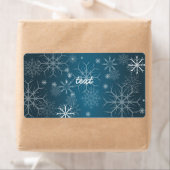 Étiquette PixDezines Snowflakes Blanc + Turquoise (En situation)