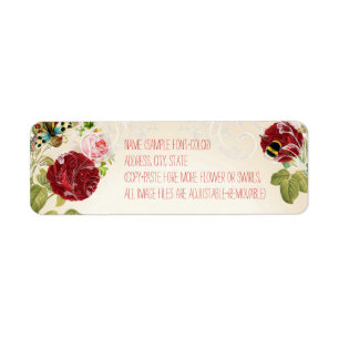 Étiquette PixDezines, tableau de bord+roses vintages