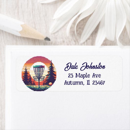 Étiquette Pixel Art Disque Golf Personnalisé (En situation)