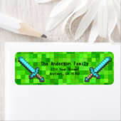 Étiquette Pixels verts Blocs d'exploration de données Gamer  (En situation)