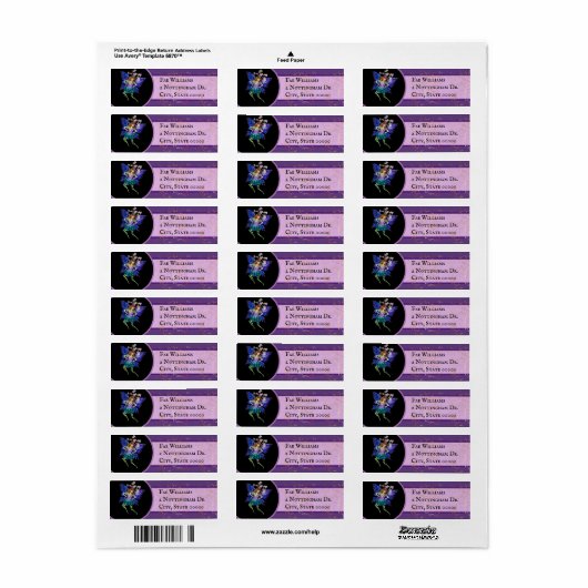 Étiquette Pixie ailée bleue (Feuille entière)