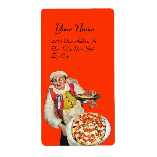 Étiquette PIZZA ITALIENNE rouge vert blanc orange (Devant)