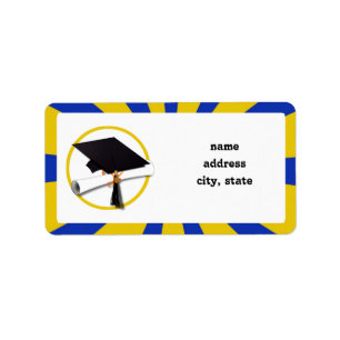 Étiquette Plafond de diplôme avec diplôme - Or & Bleu