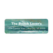Étiquette Plage Abstraite Côtière Art Turquoise Personnalise (Devant)