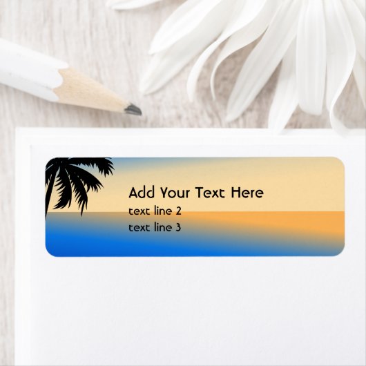 Étiquette Plage avec palmier (En situation)