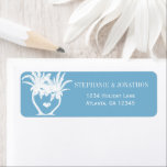 Étiquette Plage Bleue Dusk Palm Tree Destination Chalkboard<br><div class="desc">Beach Dusk Blue Sweet and sassy chalkboard mariage return Adresse label Ever Après Chalkboard Mariage Sweet and sassy Beach Peach Palm Tree Destination Chalkboard Faire-part de mariage</div>