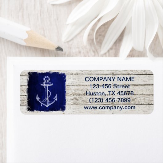 Étiquette plage chic bois nautique marine bleu ancre (En situation)
