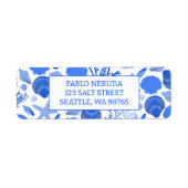 Étiquette Plage Coquillages Bleus PERSONNALISÉ Adresse de Re (Devant)