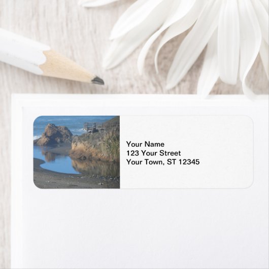 Étiquette Plage côtière de Mendocino (En situation)