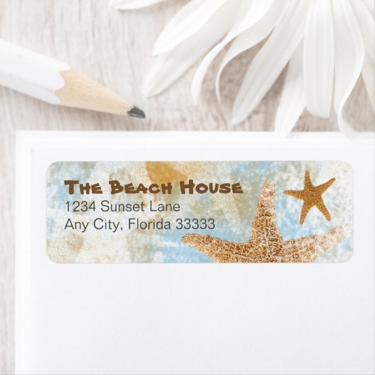 Étiquette Plage côtière Etoiles de mer Starfish (En situation)