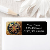 Étiquette plage côtière nautique antique boussole (En situation)