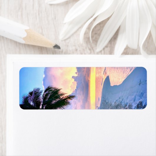 Étiquette Plage Coucher de soleil océan sable palmier Maldiv (En situation)