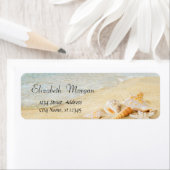 Étiquette Plage d'été tropicale, Sable, Coquillages (En situation)