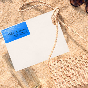 Étiquette Plage Minimaliste Azure Blue Mariage Adresse de re