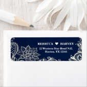 Étiquette plage nautique moderne blanc dentelle marine bleu (En situation)