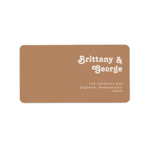 Étiquette Plage Retro   Brown mariage RSVP Adresse de retour