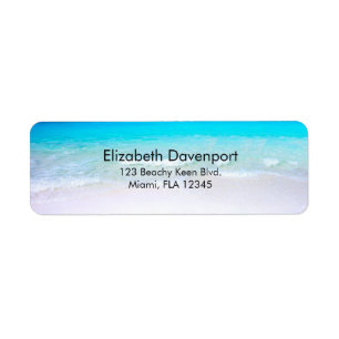 Étiquette Plage tropicale avec mer turquoise