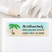 Étiquette Plage tropicale Hawaiian Christmas Deck Les Palms (En situation)