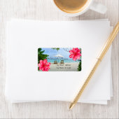 Étiquette Plage tropicale moderne, Chaise, Hibiscus (En situation)