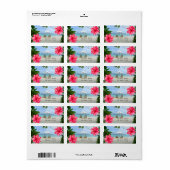 Étiquette Plage tropicale moderne, Chaise, Hibiscus (Feuille entière)