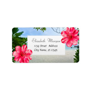 Étiquette Plage Tropicale Moderne, Hibiscus
