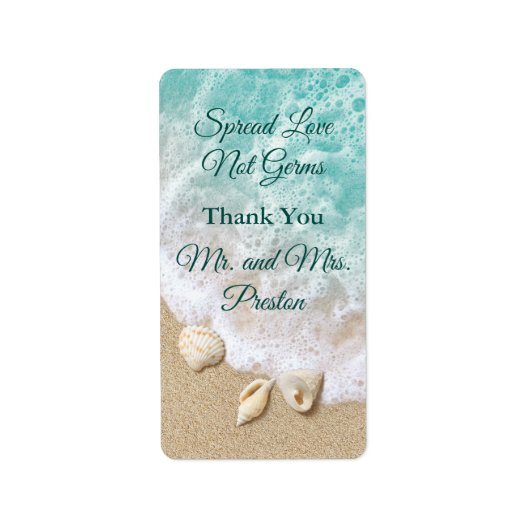 Étiquette Plage Turquoise Vagues Répandu Amour Main Sani Tal (Devant)