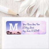 Étiquette Plage violet coucher de soleil photo moderne monog (En situation)