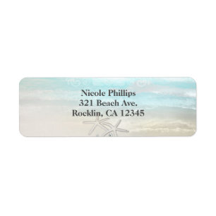 Étiquette Plage White Starfish Élégante Invitation Été