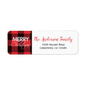 Étiquette Plaid de buffle rouge et noir | Adresse de retour  (Devant)