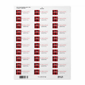 Étiquette Plaid de buffle rouge et noir | Adresse de retour  (Feuille entière)