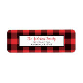 Étiquette Plaid de buffle rouge et noir | Adresse de retour (Devant)