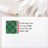 Étiquette Plaid de Noël Vintage Vert (En situation)