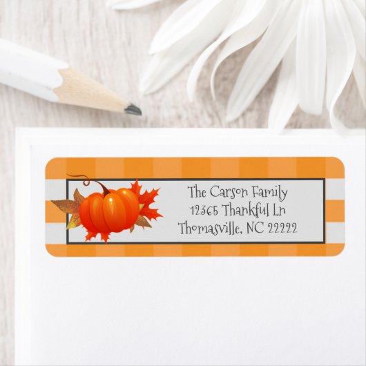 Étiquette Plaid du Citrouille de Thanksgiving Oran (En situation)