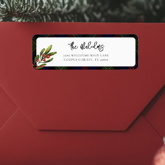 Étiquette Plaid Elegant Rustic Classic Tartan Adresse de ret