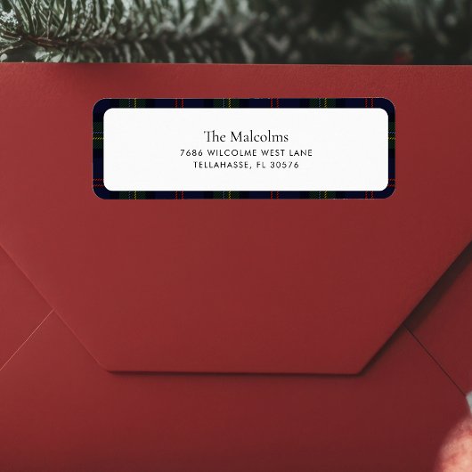 Étiquette Plaid Elegant Rustic Classic Tartan Adresse de ret