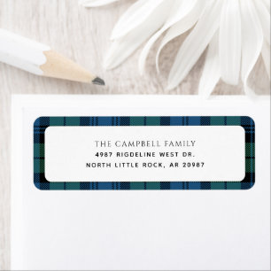 Étiquette Plaid Green Check Christmas Tartan Adresse de reto