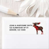 Étiquette Plaid Moose Return Address Label (En situation)