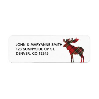 Étiquette Plaid Moose Return Address Label