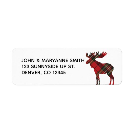 Étiquette Plaid Moose Return Address Label (Devant)