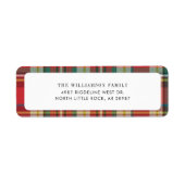 Étiquette Plaid Red Check Christmas Holiday Adresse de retou (Devant)