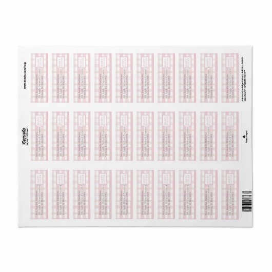 Étiquette Plaid rose mélange (Feuille entière)