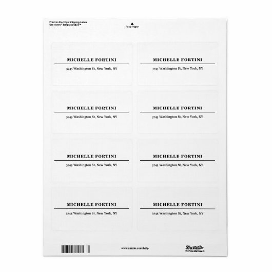 Étiquette Plaine minimaliste blanche classique (Feuille entière)