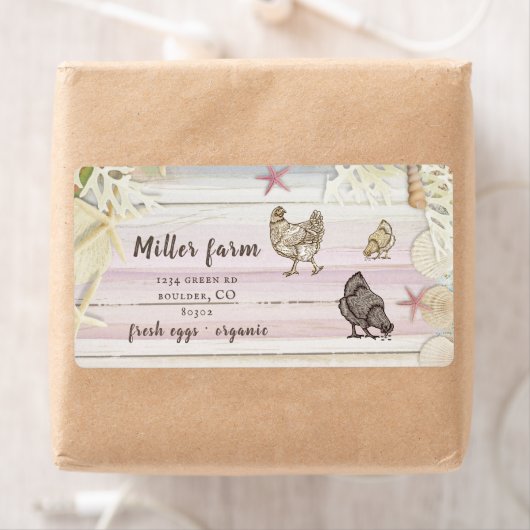 Étiquette Planche côtière Bois Script rustique Oeuf Carton É (En situation)