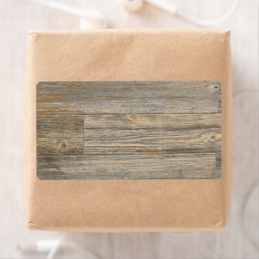 Étiquette Planches à grains de bois rustique en relief (En situation)