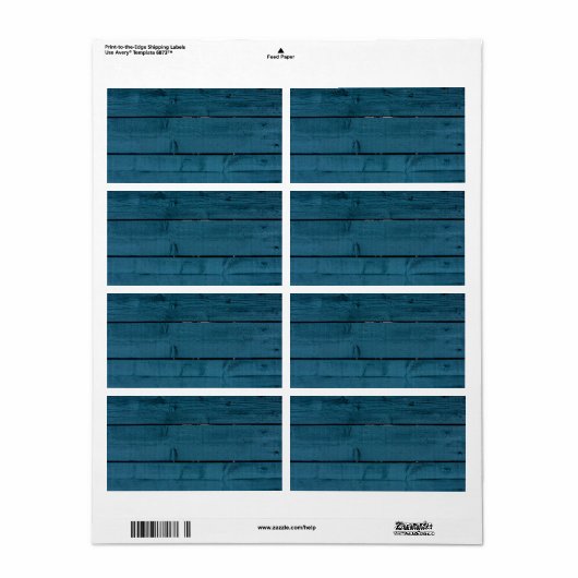 Étiquette Planches de bois peint en bleu (Feuille entière)