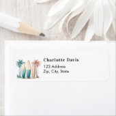 Étiquette Planches de surf plage tropicale adresse de retour (En situation)