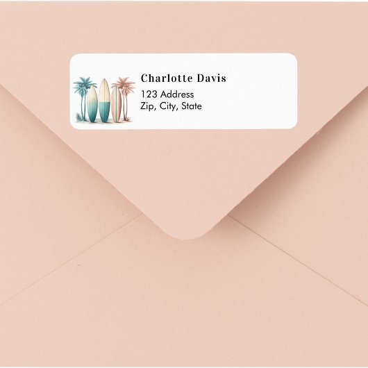 Étiquette Planches de surf plage tropicale adresse de retour